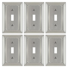 Dyekou brushed nickel wall plate 1-gang complements modern decor and protects outlets.