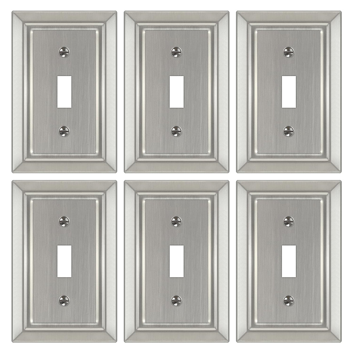 Dyekou brushed nickel wall plate 1-gang complements modern decor and protects outlets.