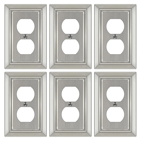 Dyekou brushed nickel wall plate duplex outlet cover enhances durability in any room