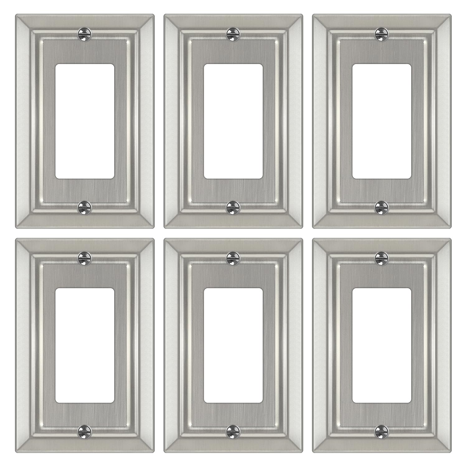 Dyekou metal wall plate in brushed nickel, 1-gang design for easy installation