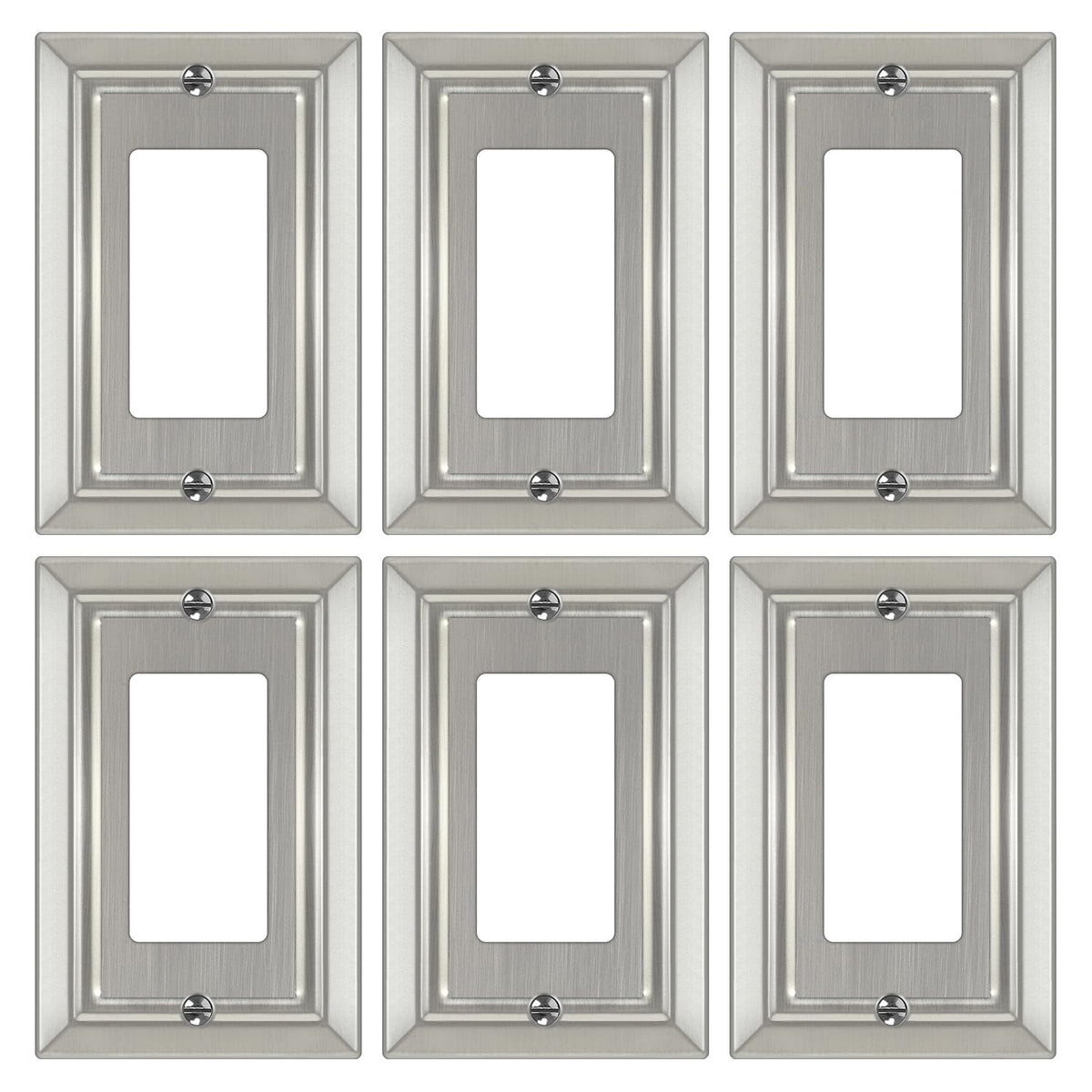 Dyekou metal wall plate in brushed nickel, 1-gang design for easy installation