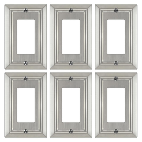 Dyekou metal wall plate in brushed nickel, 1-gang design for easy installation