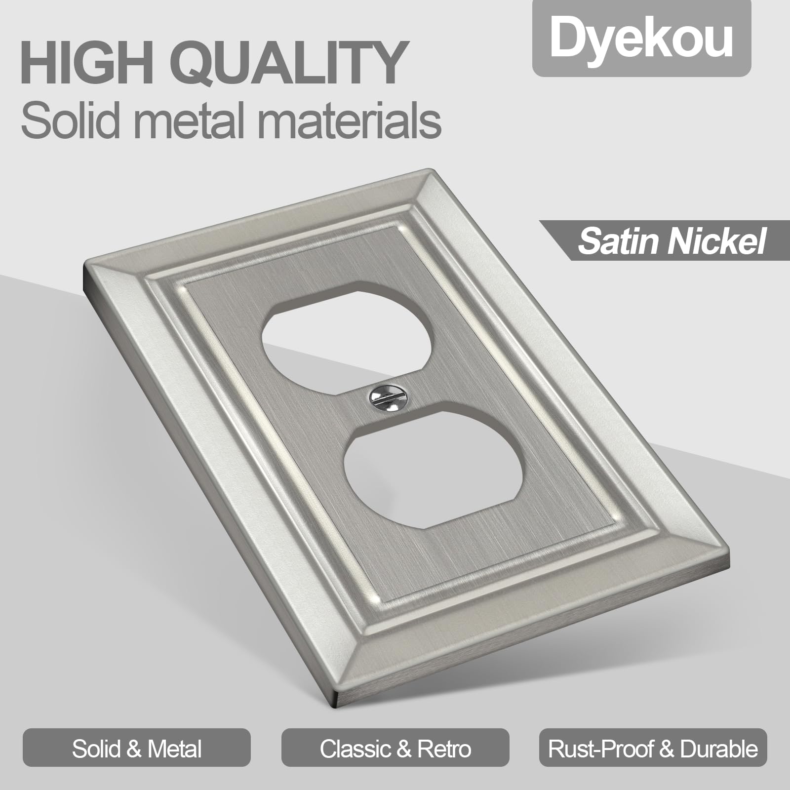 Dyekou metal wall plate closeup brushed nickel shows smooth texture and corrosion resistance