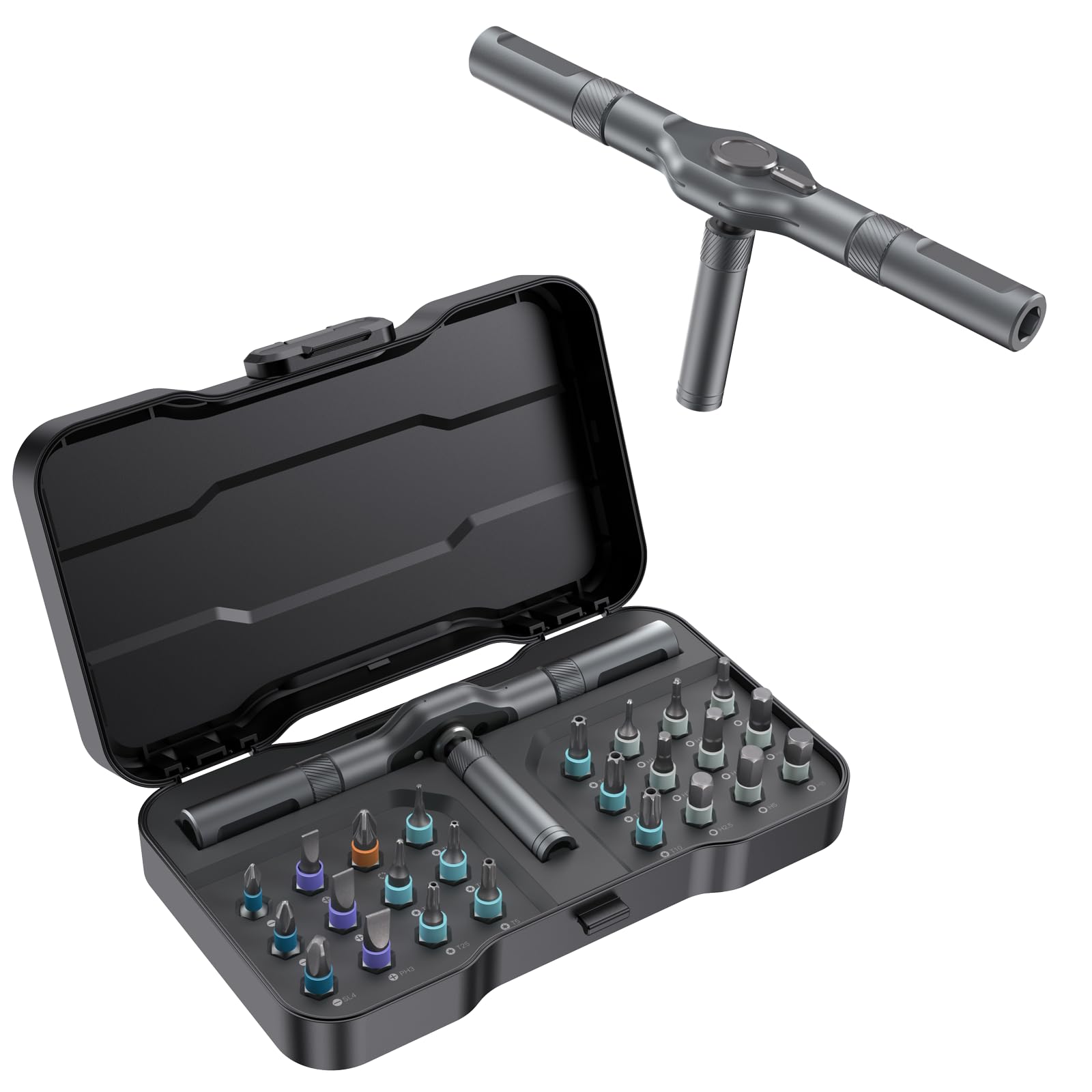 DYLIFE 24-in-1 magnetic screwdriver set in case for portable electronics repairs