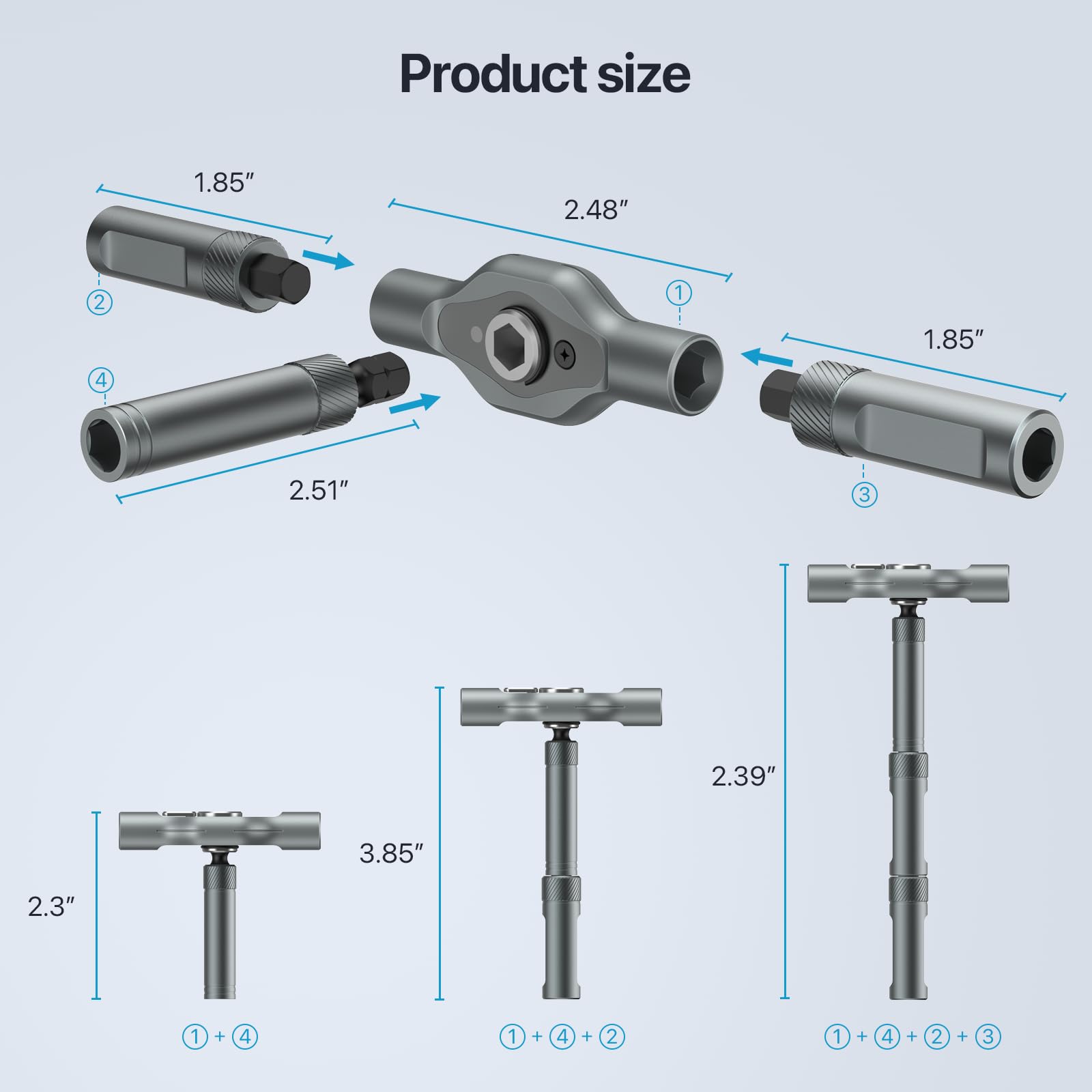 DYLIFE aluminum T-handle with non-slip grip for delicate screwdriving