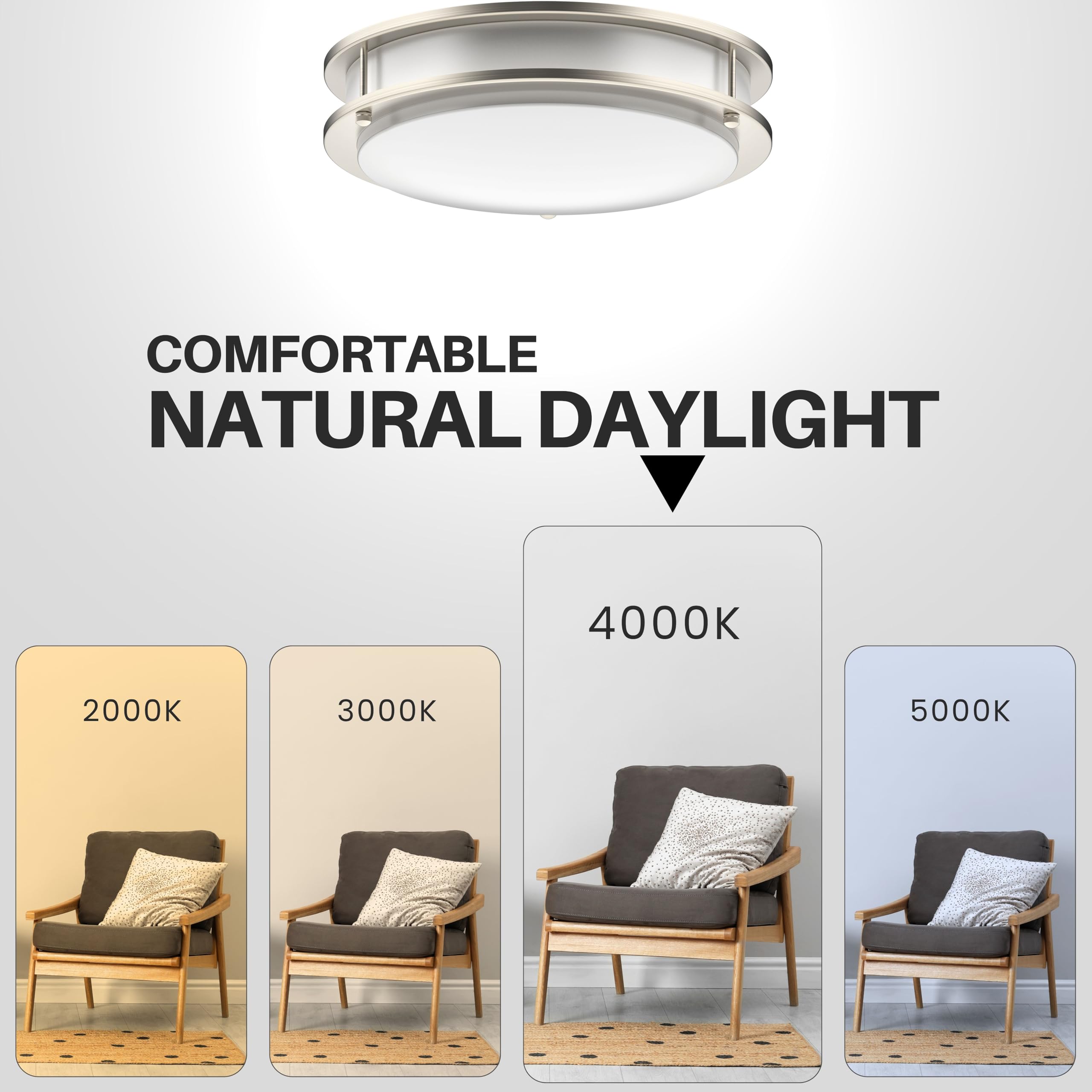 DYMOND dimmable LED ceiling light delivers adaptable brightness for any task.