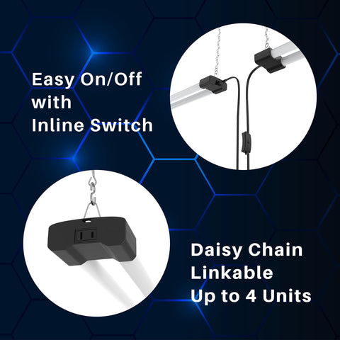 DYMOND 4ft LED Shop Light delivers 4,000 lumens for bright workspace.