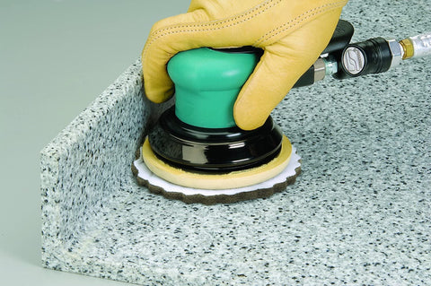 Dynabrade Dynorbital-Spirit 3-16-inch orbit demonstrating swirl-free stock removal.
