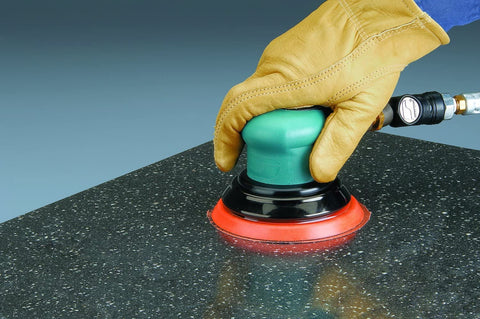 Dynabrade Dynorbital-Spirit exhaust muffler reduces noise during use.