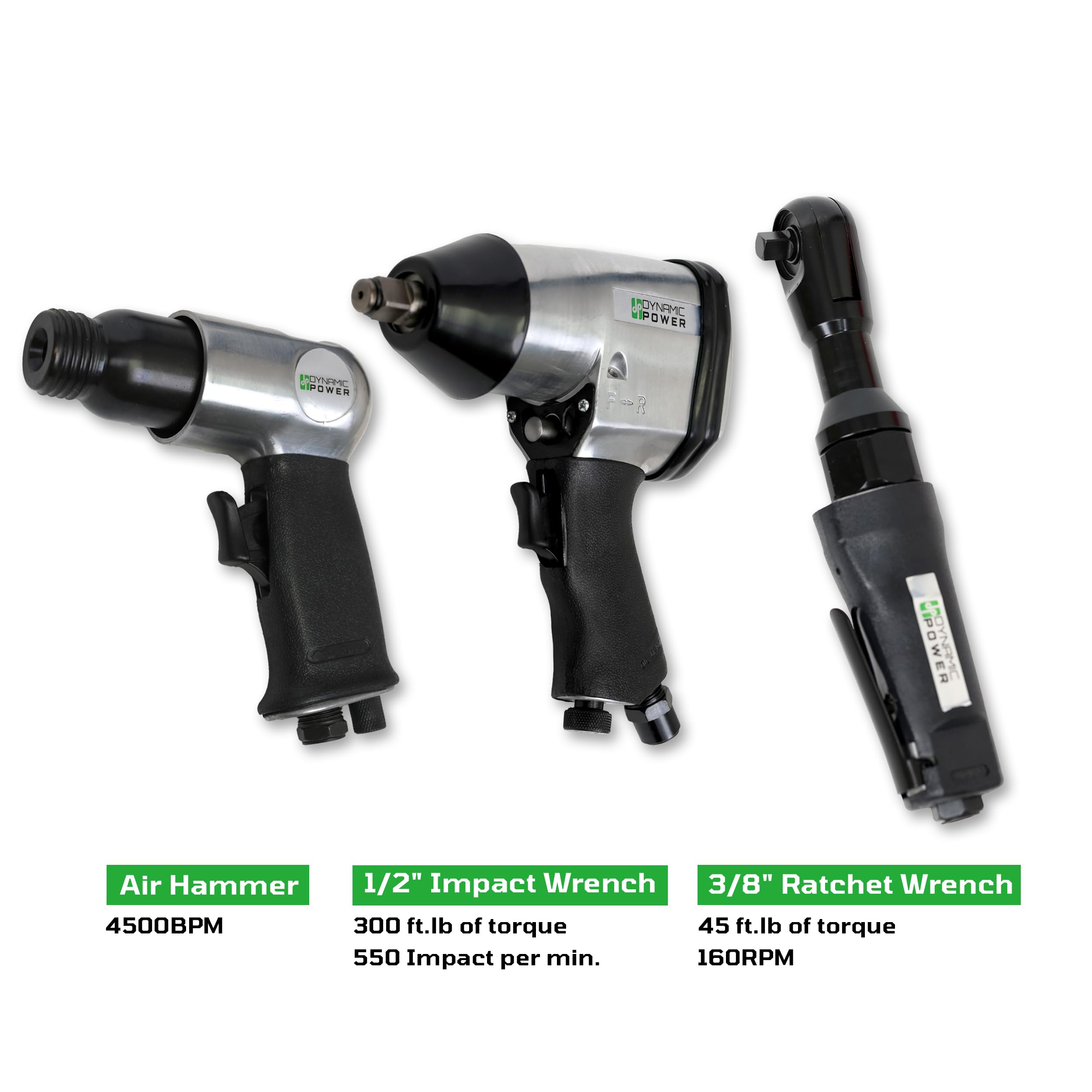 Dynamic Power 1-1/2in impact wrench delivering high torque for stubborn bolts.