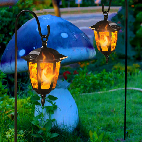 Dynaming dusk garden ambience with flickering flame effect for cozy evenings.