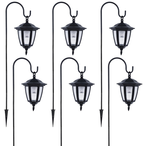 Dynaming six-pack lanterns with hooks simplifies outdoor setup.