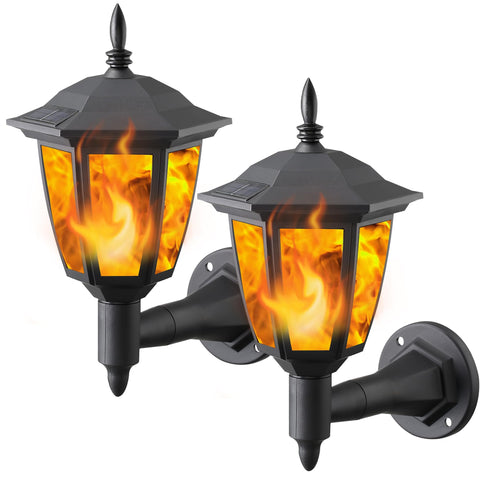 Dynaming solar flame lantern on deck for safe ambient evenings.