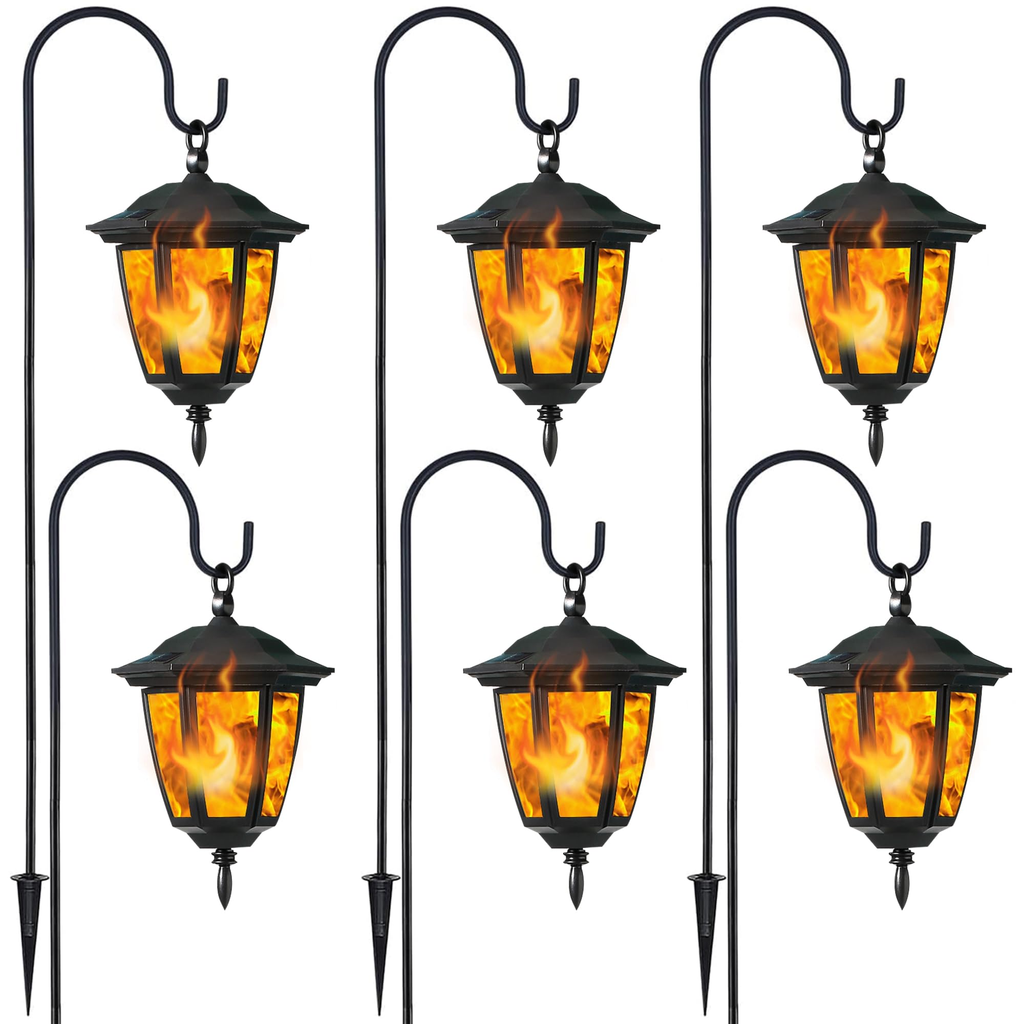 Dynaming solar flame lanterns assembly view for quick yard decorating at dusk