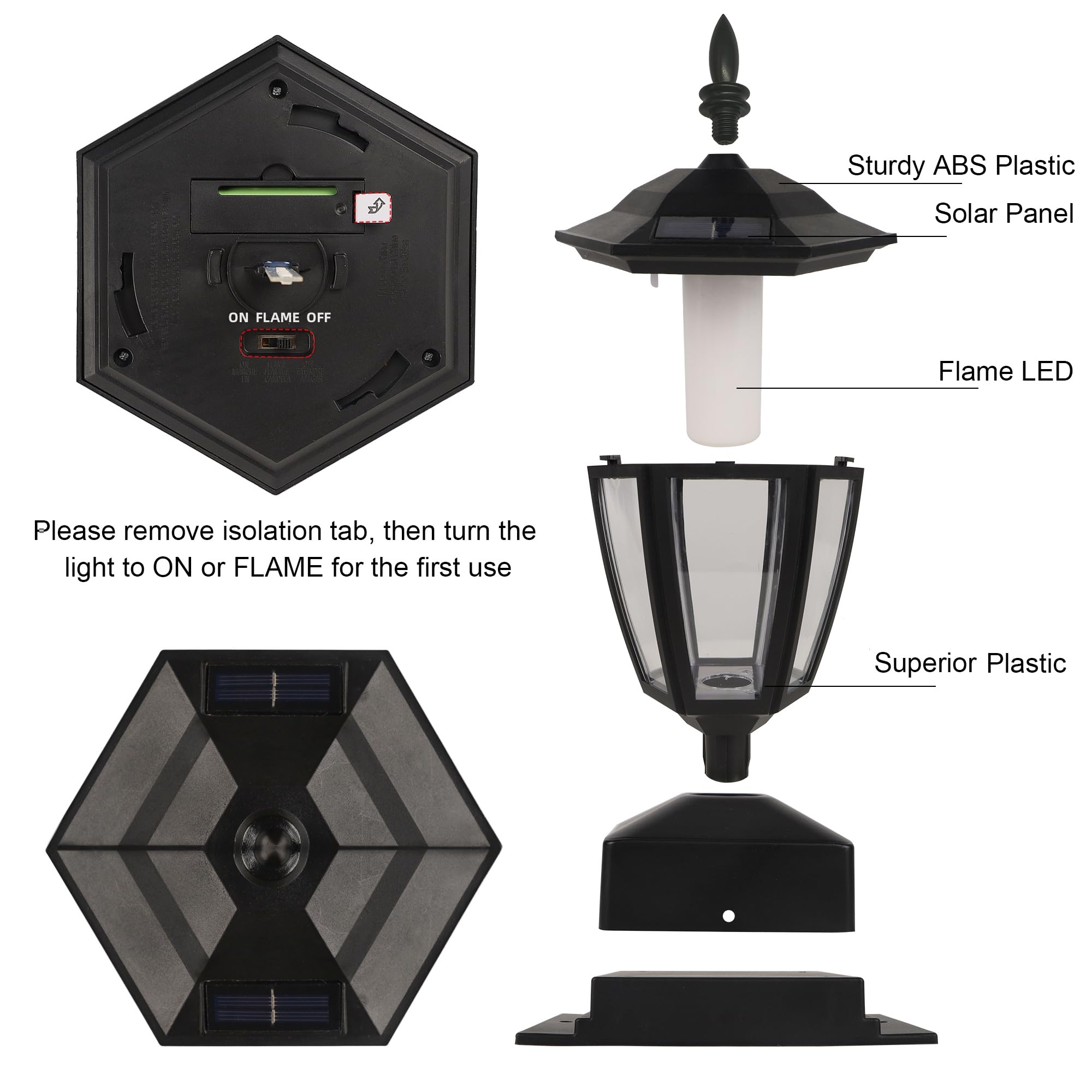 Dynaming solar flame post light IP44 waterproof design withstands weather