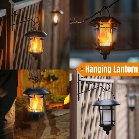Dynaming solar flame torch deck light illuminating steps and entry