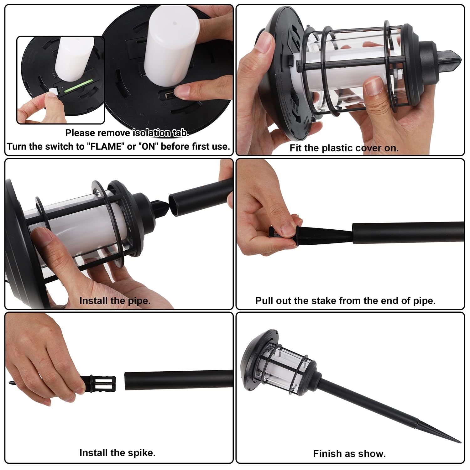 Dynaming solar flame torch waterproof design for rain or snow outdoors