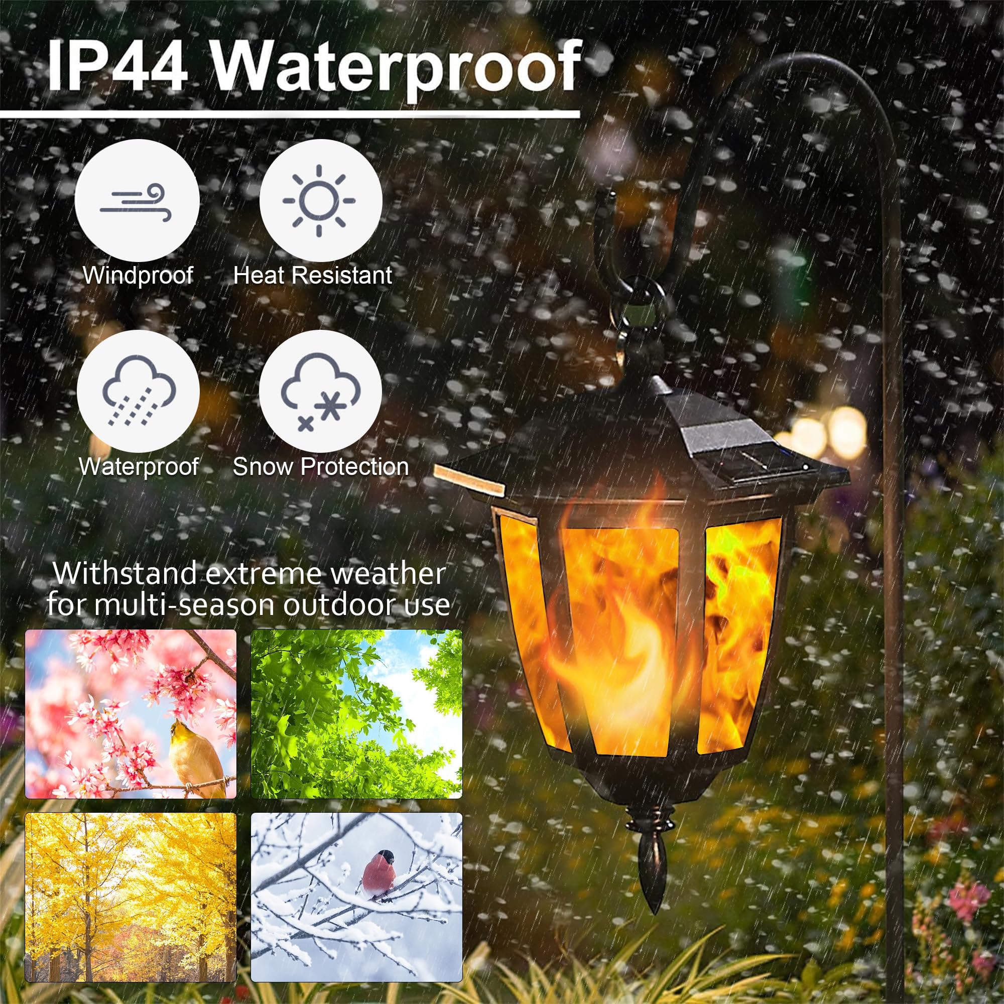 Dynaming solar panel back powering outdoor lanterns for eco friendly lighting.