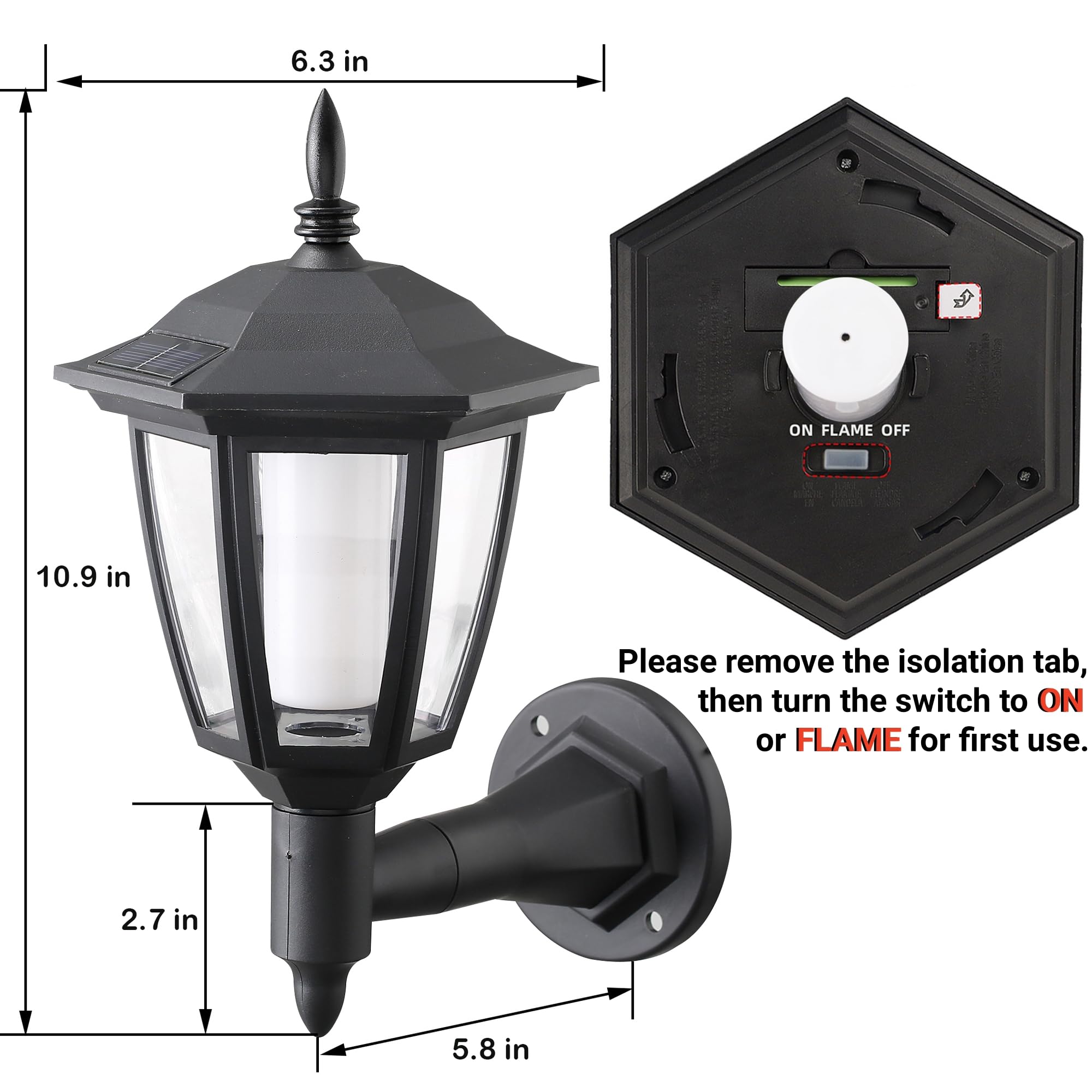 Dynaming wall sconce flame light provides 360-degree glow for porches.