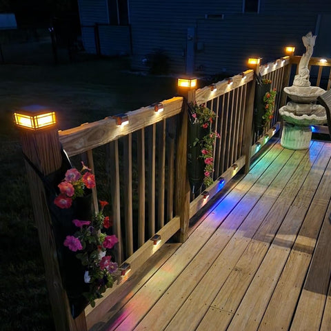Dynaming warm flame ambiance creates a cozy garden after sunset.