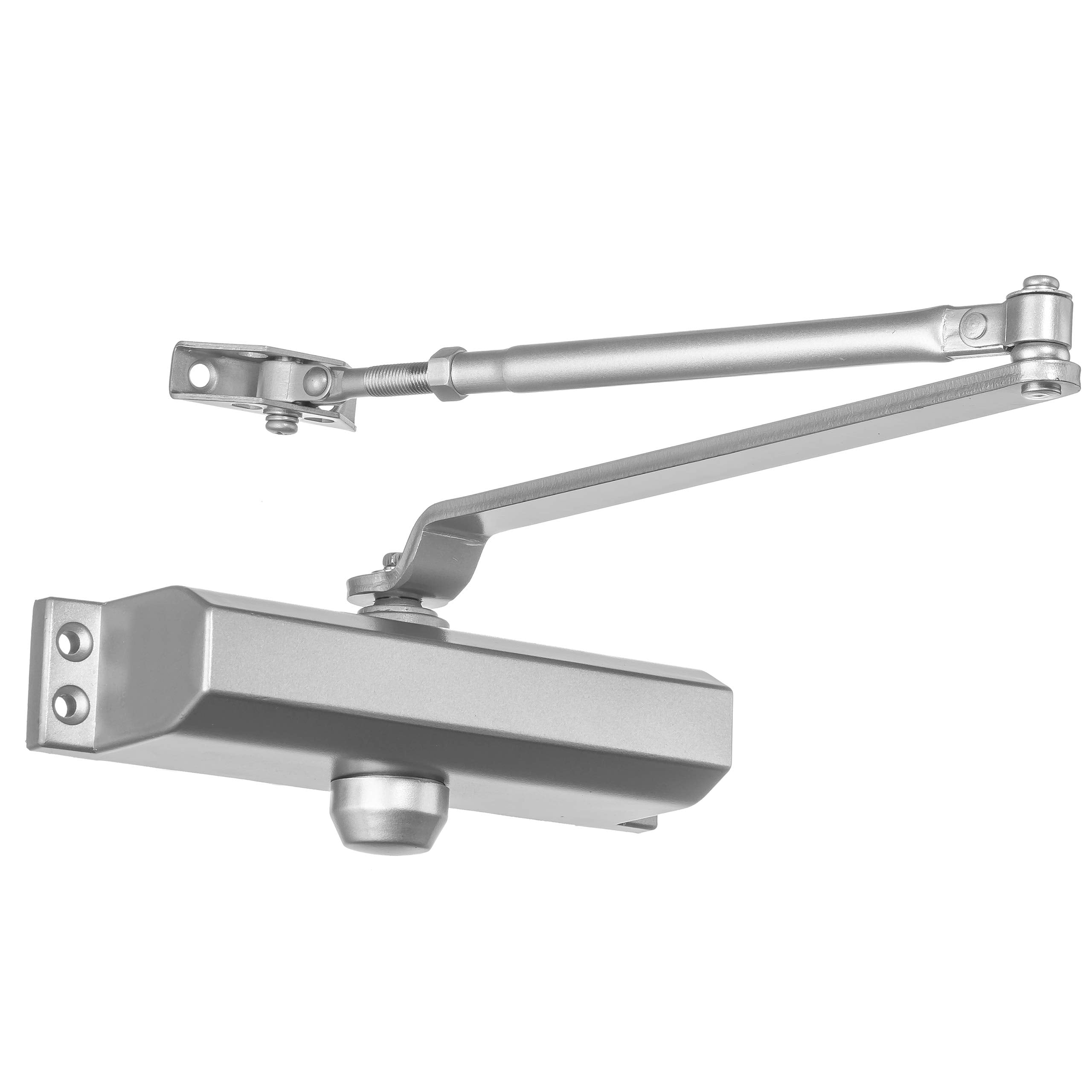 Dynasty Hardware 2000-Series door closer in sprayed aluminum finish for interior doors, smooth closing in action