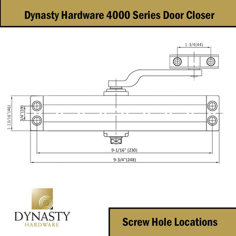 Dynasty Hardware 4000 Series installation kit included for easy mounting on wood, metal, or fiberglass doors.