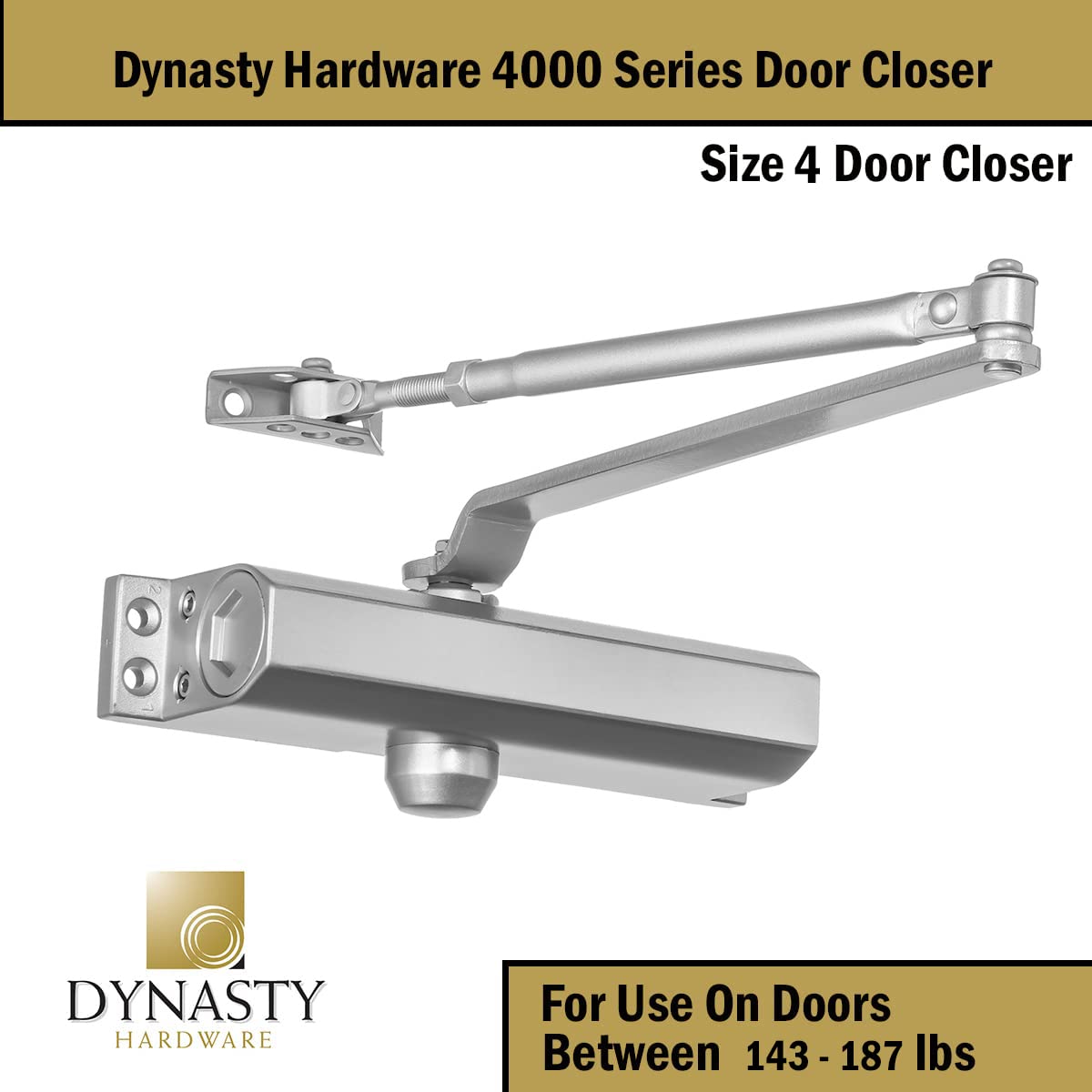 Dynasty Hardware 4000 Series sprayed aluminum finish for modern interiors with low-profile appeal.