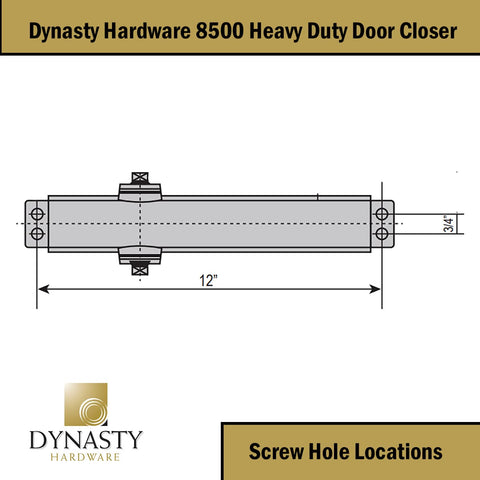 Dynasty Hardware 8500 series closer surface-mount installation compatibility for wood and metal doors