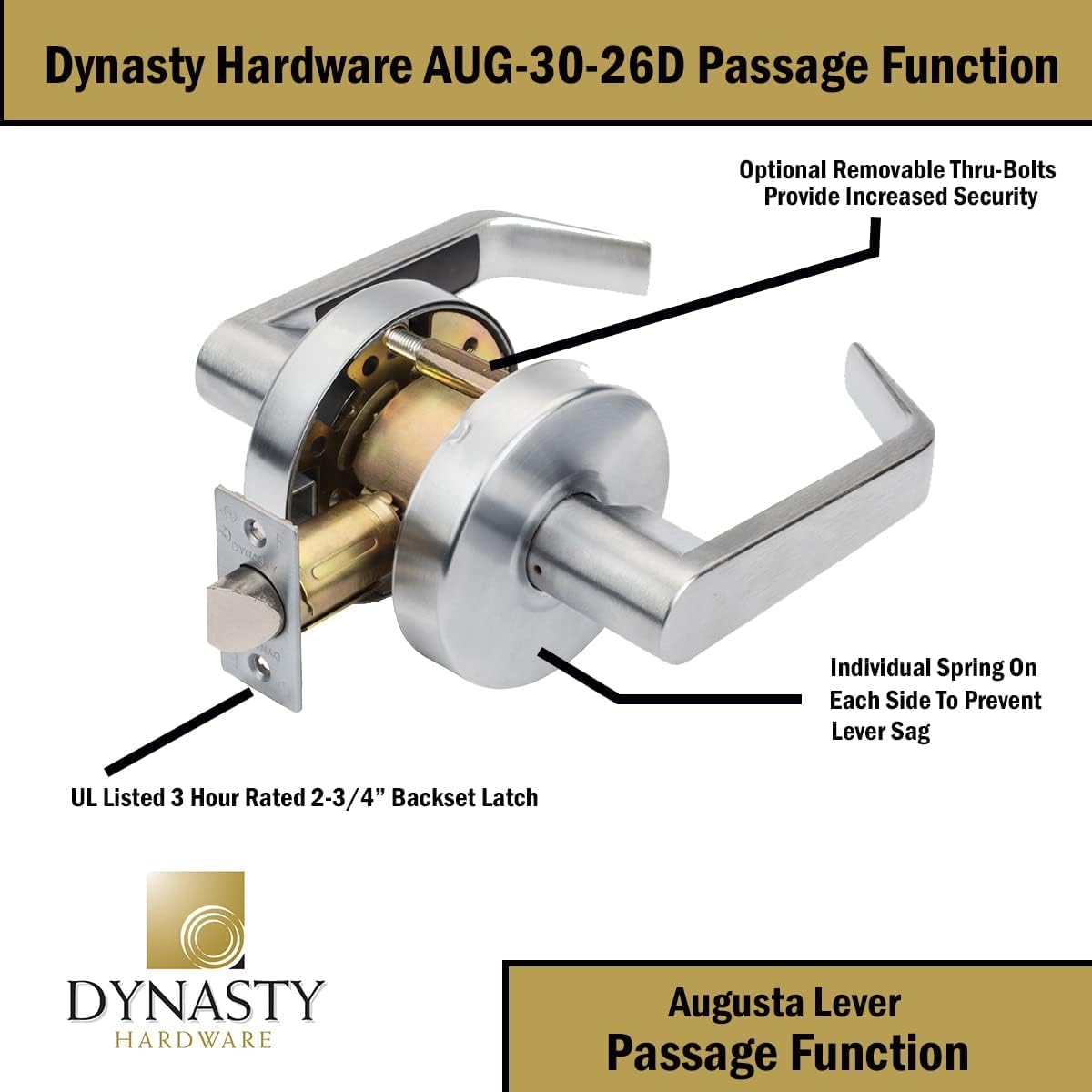 Door prep diagram highlighting 2-1/8 inch bore for standard doors.