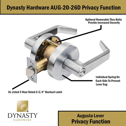 Dynasty Hardware AUG-30-26D ergonomic lever, ADA-compliant and non-handed for easy installation.