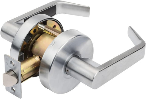 Dynasty Hardware AUG-30-26D front view satin chrome lever for busy commercial doors.