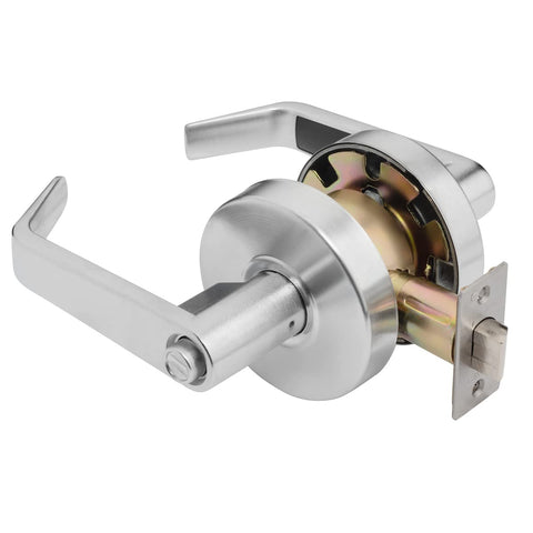 Dynasty Hardware AUG-30-26D privacy button demonstrates interior lock and exterior release.