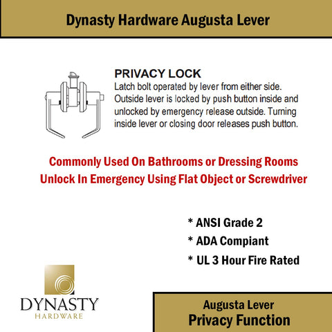 Dynasty Hardware AUG-30-26D satin chrome finish on backset latch demonstrates durability.