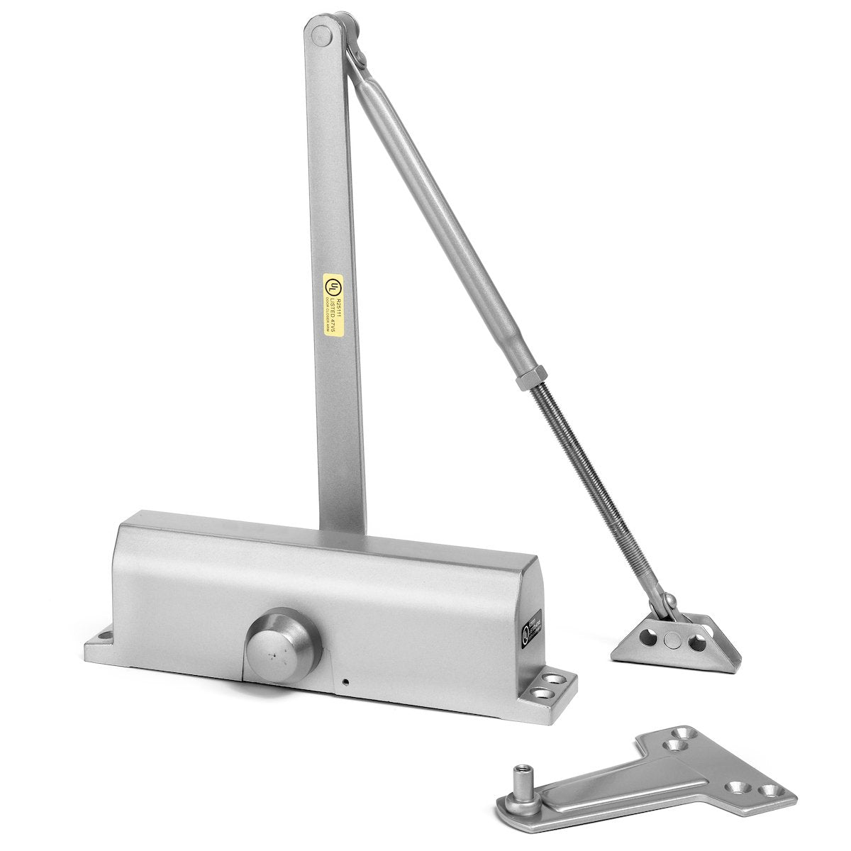 Dynasty Hardware parallel arm bracket for versatile interior door mounting.