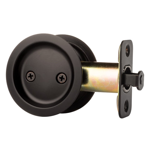 Flat black finish coordinates with Dynasty hardware for a cohesive look on interior doors.