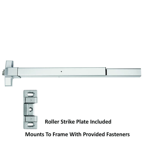 Strike plate and dogging key included for secure operation.