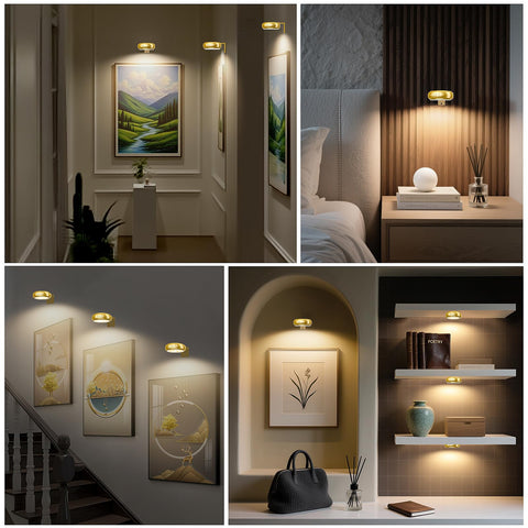 Dysh.Tech living room wall display lit by coordinated picture lights