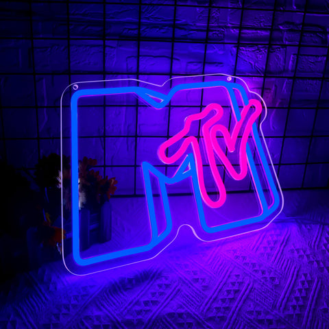 DYUAI Music Neon Sign in bedroom adds warm LED glow for cozy nights.