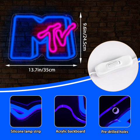 DYUAI Music Neon Sign in man cave enhances ambiance with dimmable brightness.