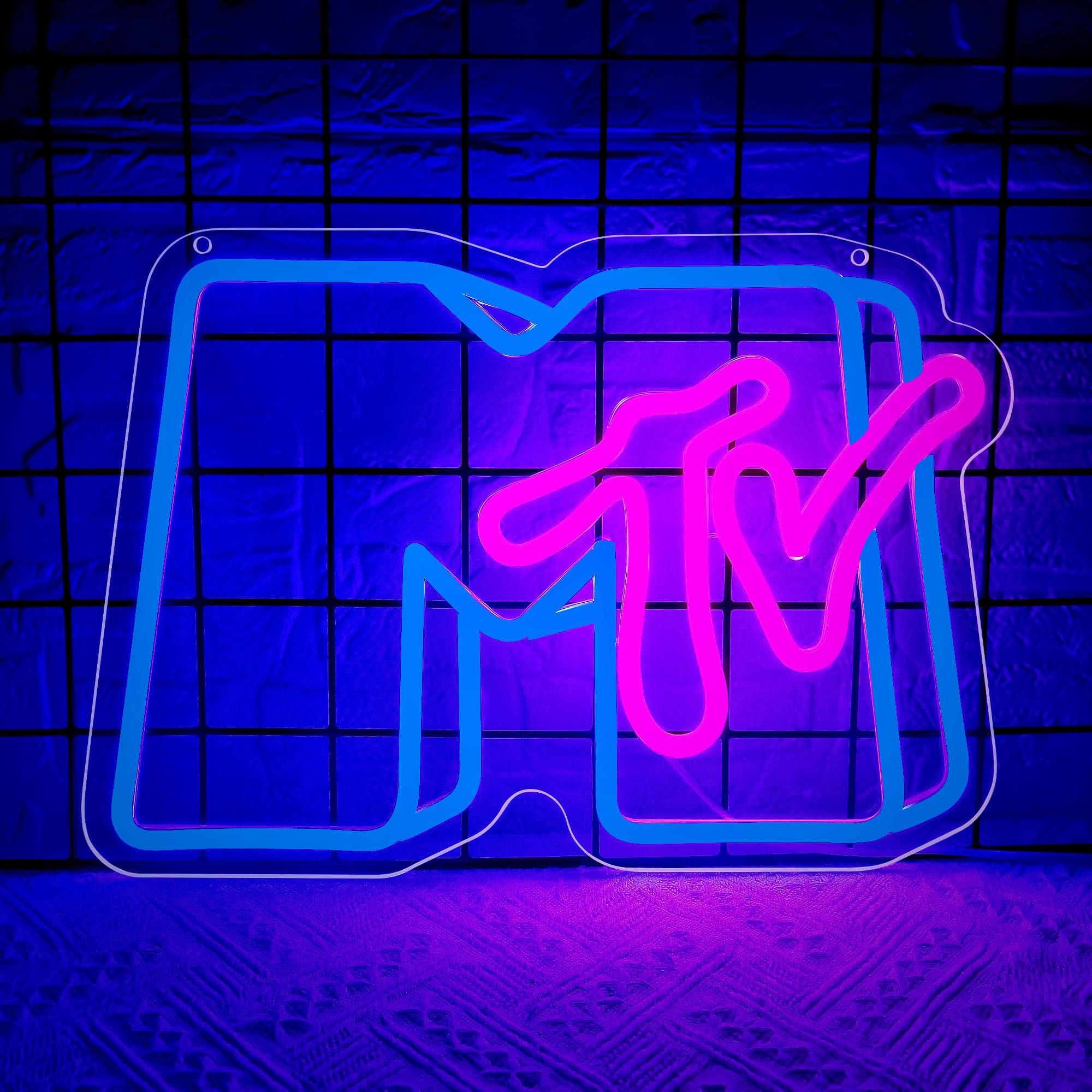 DYUAI Music Neon Sign on wall creates vibrant decor for home bar or bedroom ambiance.