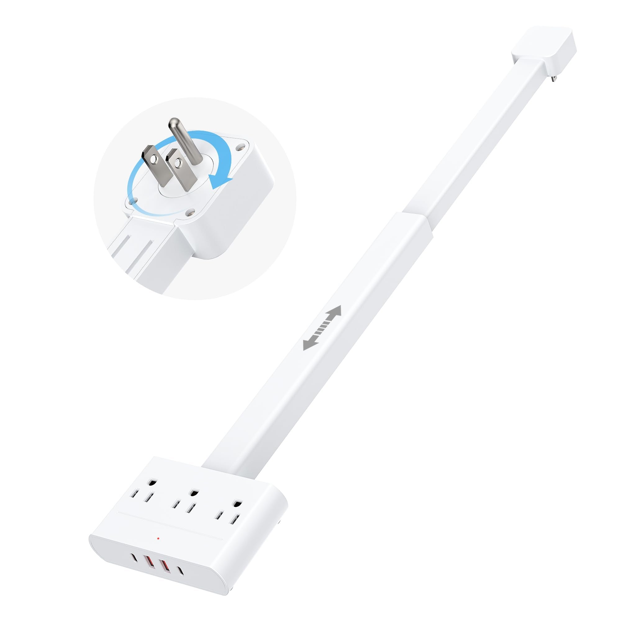 DYZYCLICAL outlet extender with 360 rotation improves access behind furniture.