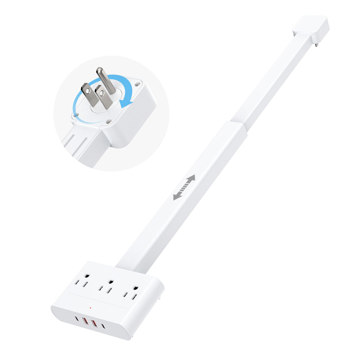 DYZYCLICAL outlet extender with 360 rotation improves access behind furniture.