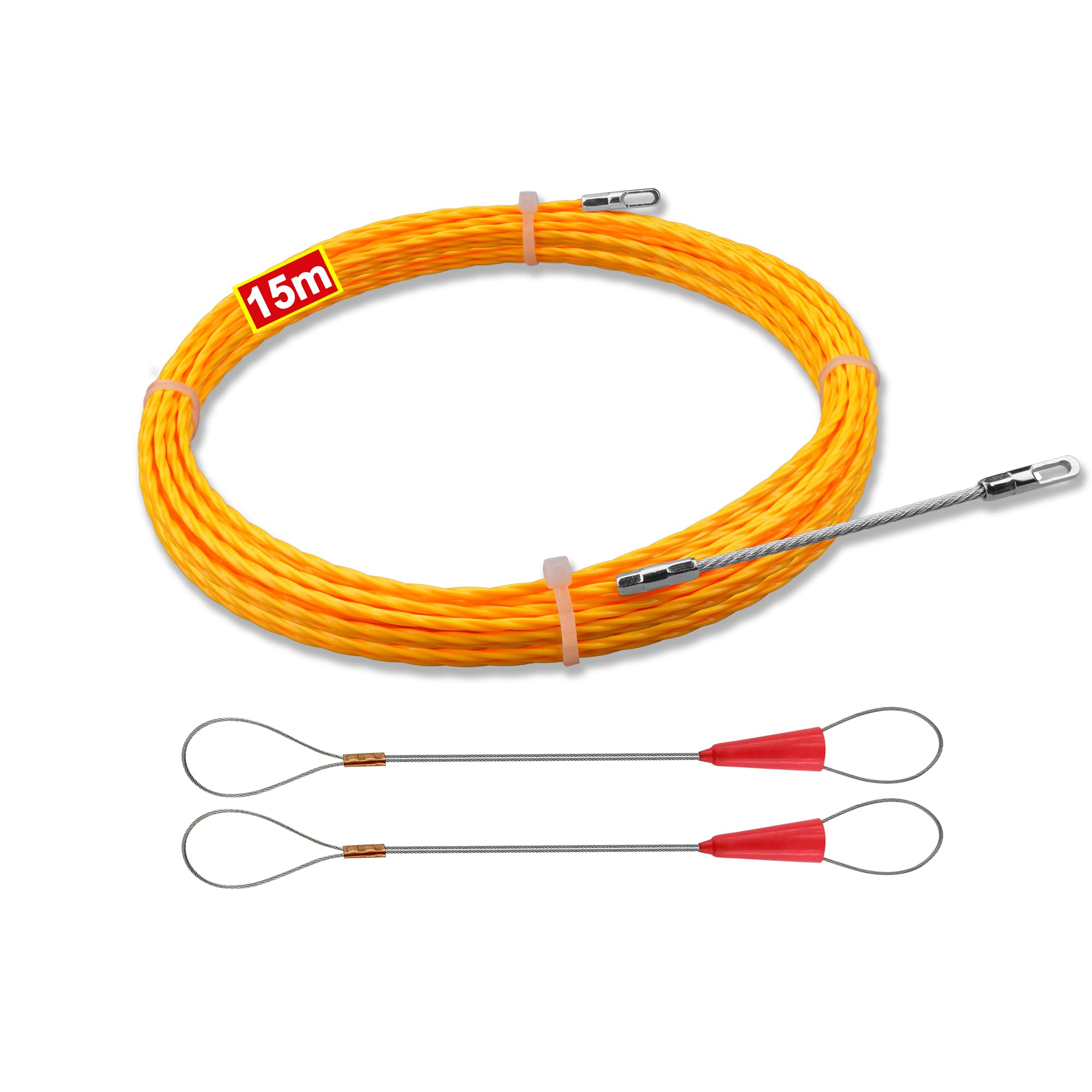 DZDSBB electrical fish tape 15m with 3.0 mm tip enables efficient wire pulling through walls.