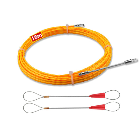 DZDSBB electrical fish tape 15m with 3.0 mm tip enables efficient wire pulling through walls.