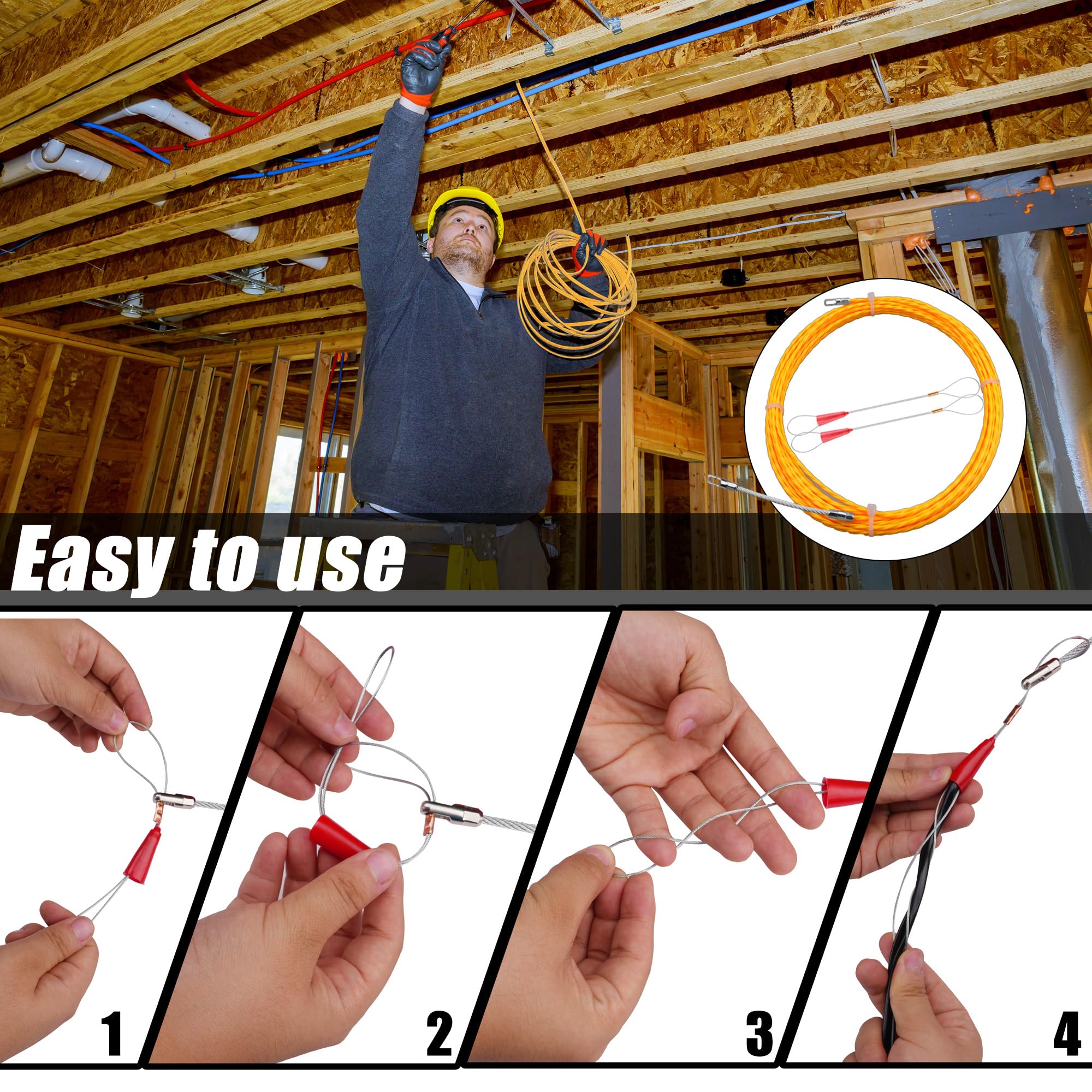 DZDSBB galvanized leader tip resists wear when guiding wire through conduits.