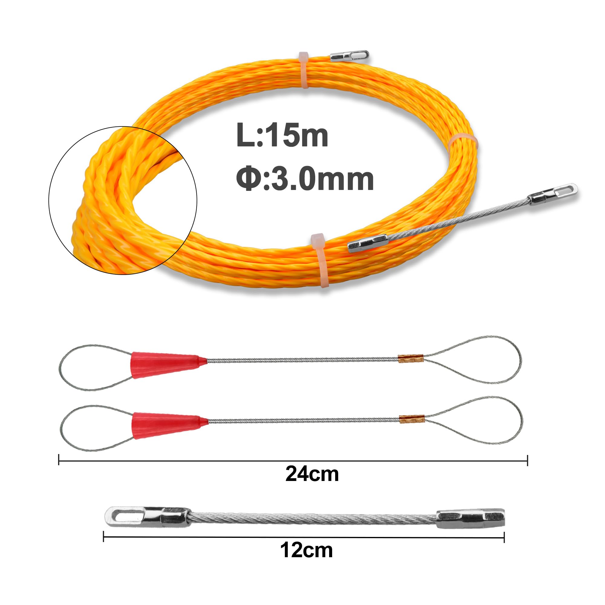 DZDSBB wire snake with 360° swivel head eases bends during threading in tight spaces.