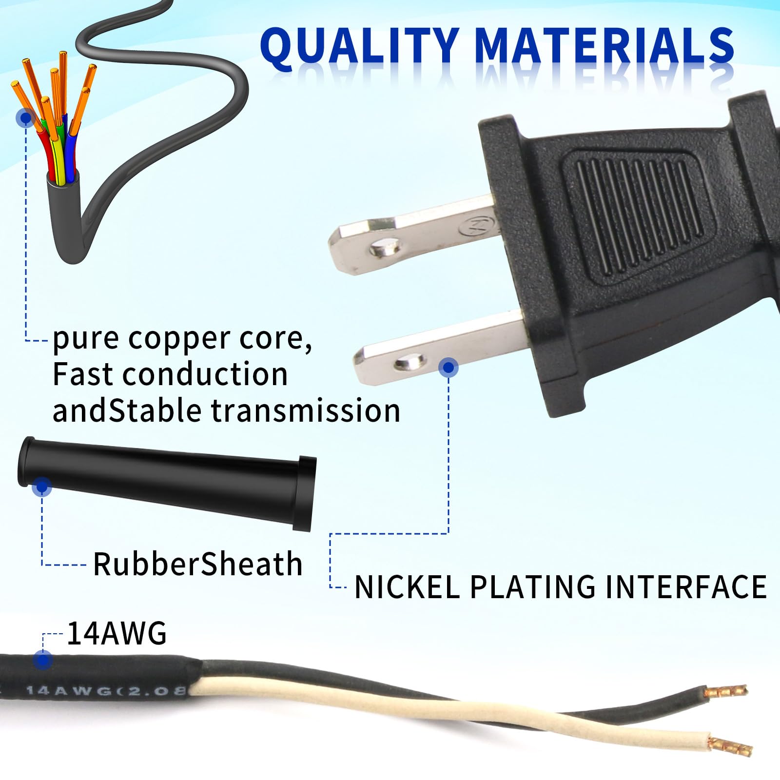 DZQPPC heavy-duty 14AWG cord withstands tough workshop use.
