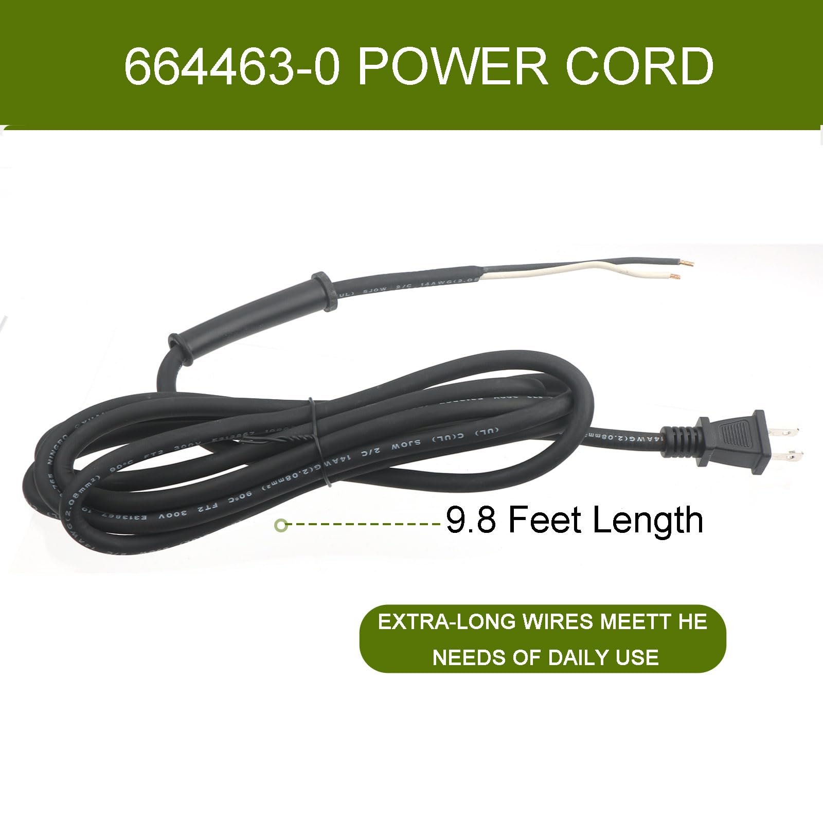 DZQPPC Makita 664463-0 compatible cord with polarized US plug for safer connections.