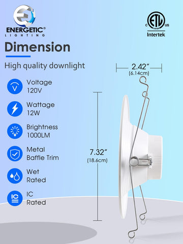 E Energetic Lighting 12W low power, 1000LM brightness for bright rooms