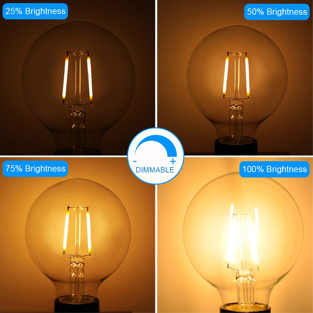 E Energetic Lighting six-pack LED globe bulbs for easy fixture upgrades.